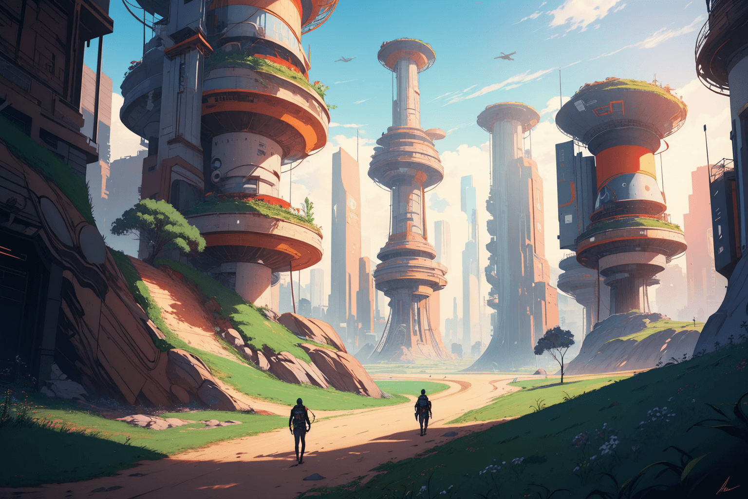 AI generated: masterpiece, best quality, (solarpunk:1.2), (afrofuturism), landscape, highres