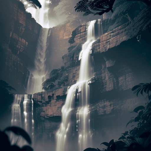 AI generated: Mahatma Gandhi Stunning close-up visual photography, very close-up. side of a waterfall (very high w...