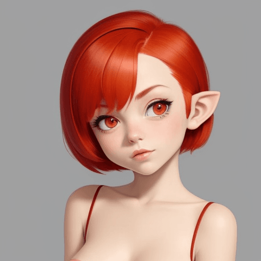 AI generated: masterpiece, best quality, 1girl, red hair,very short hair,petite ,tiny breasts , flat chest, , head...