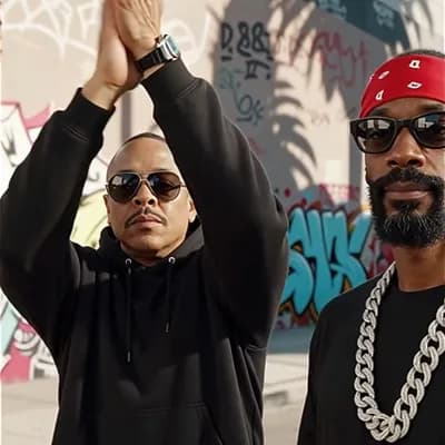 AI generated video: Dr. Dre, Snoop Dogg,
박수을 친다 손에펫말 10점만점펫말을 들어올린다