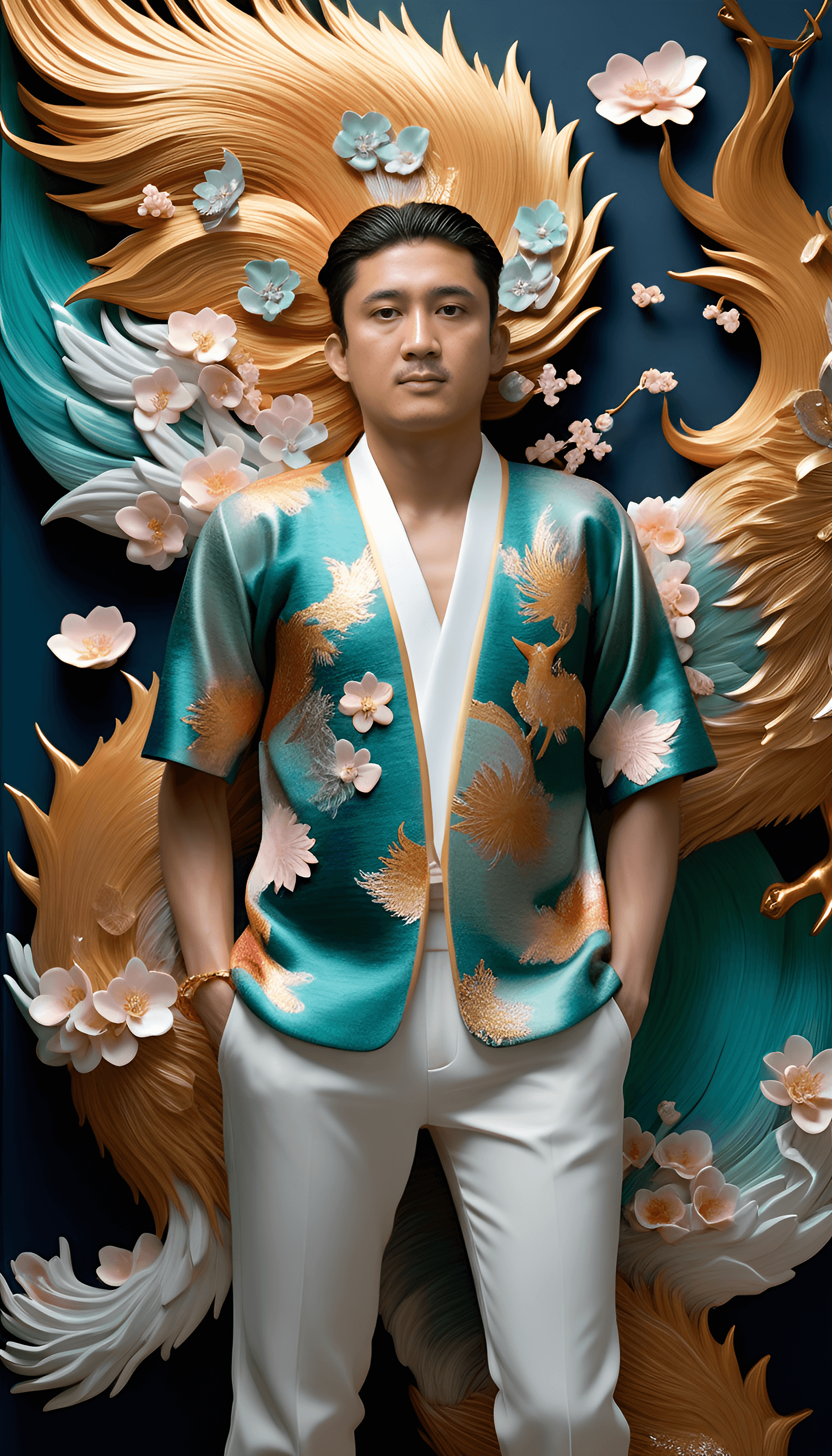 AI generated: In this hyper-maximalist masterpiece, a breathtaking image of the ultimate nine-tailed fox unfolds. ...