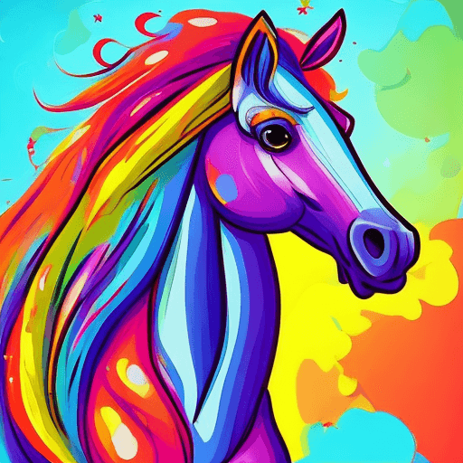 AI generated: awesome colorful illustration, horse, clip art style, lovely, cute, artstation
