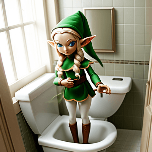 AI generated: elf in bathroom