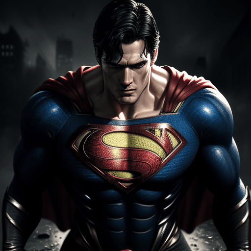 AI generated: Superman, in dynamic, atmosphere of darkness and horror, dramatic light, highly detailed, packed wit...