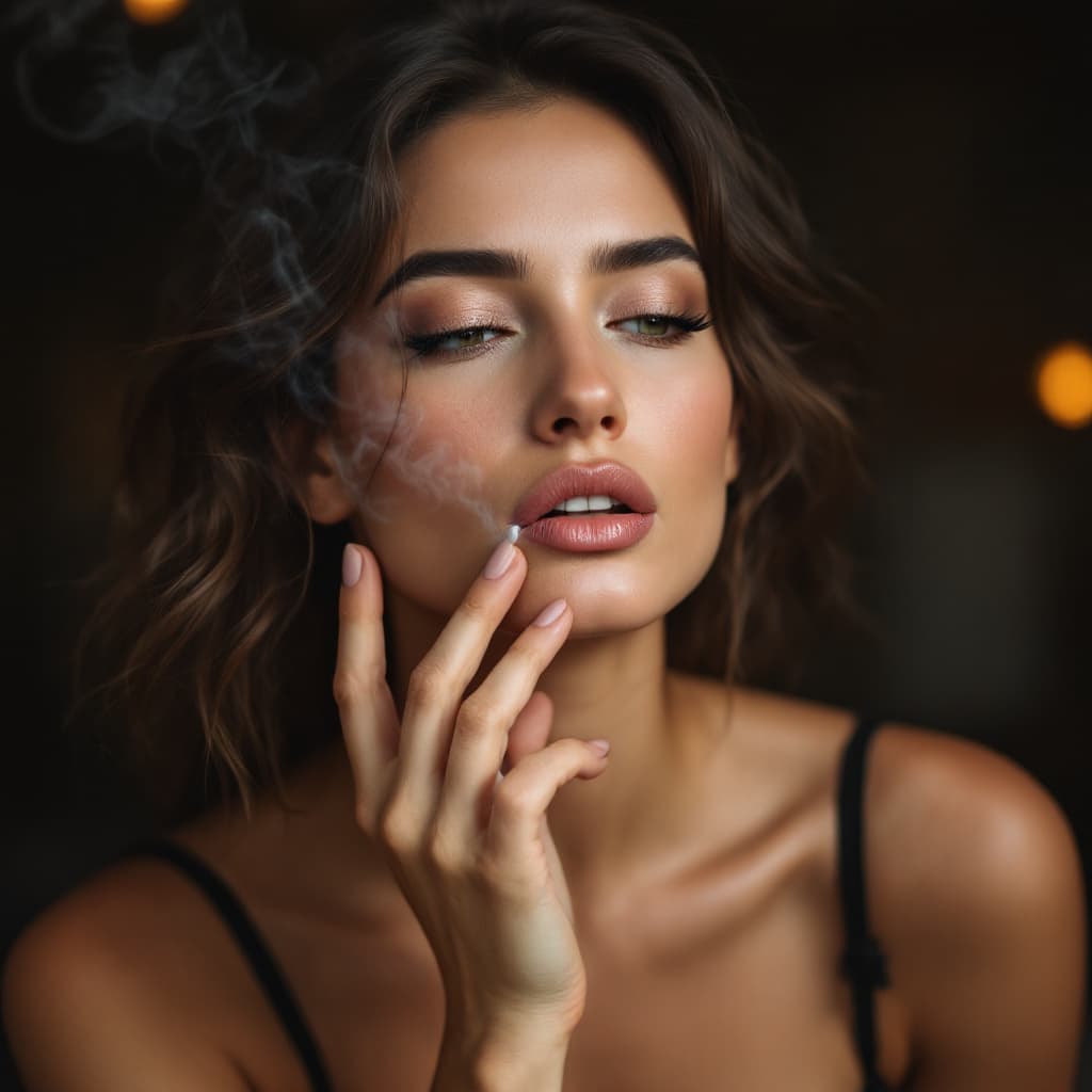 AI generated: Woman smoking beautiful
