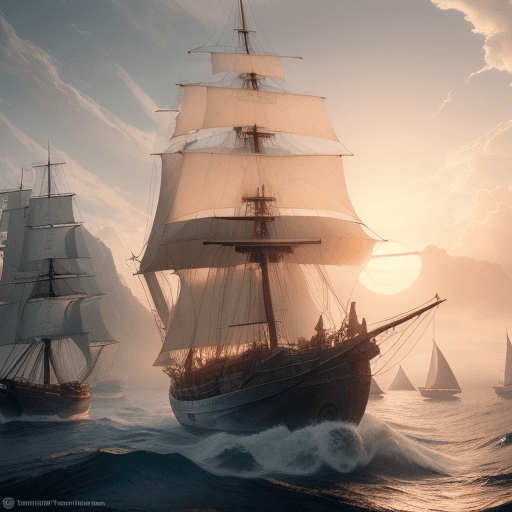 AI generated: Photo of a ultra realistic sailing ship, dramatic light, pale sunrise, cinematic lighting, battered,...