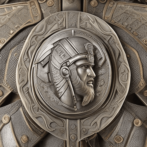 AI generated:  antique Roman-style centurion anime soldier with intricate armor engravings, weathered leather stra...