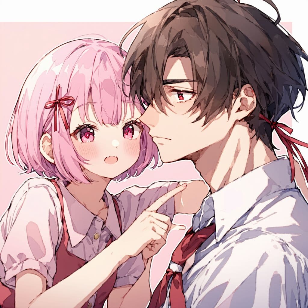AI generated: Realistic photography of Natsuki sitting on a chair next to her male teacher on the floor. Natsuki f...