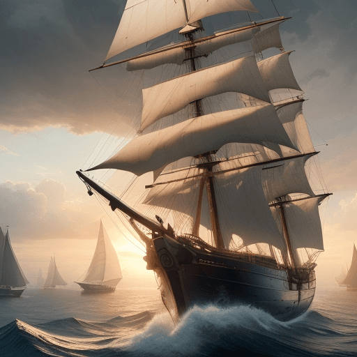 AI generated: Photo of a ultra realistic sailing ship, dramatic light, pale sunrise, cinematic lighting, battered,...