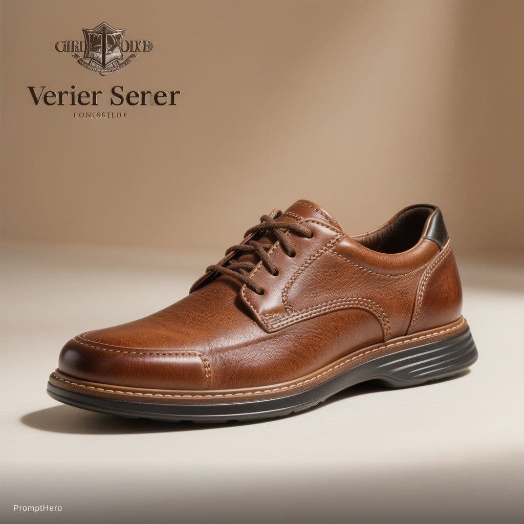 AI generated: Create a high-end product advertisement design for a brown leather men’s shoe.
The shoe should be th...