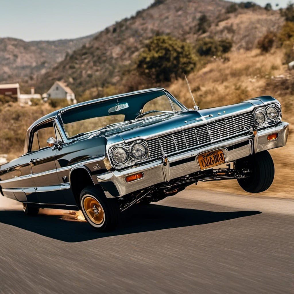 AI generated: a intricately detailed <lora:lowrider:1.0>, jumping up in the air, cinematic, film still, extravagan...