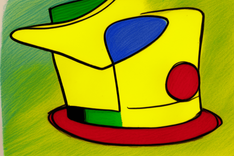 AI generated: (child's drawing:1.4) of a ((top hat)), cartoon colored, bright sunny time, primary colors, yellow a...