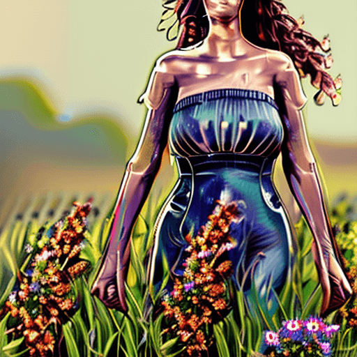 AI generated: hyperrealistic portrait of gorgeous goddess | standing in field full of flowers | detailed gorgeous ...