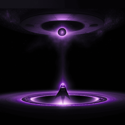 AI generated: michabeside the black hole, purple, black, space, amazing, deep, spaceship 