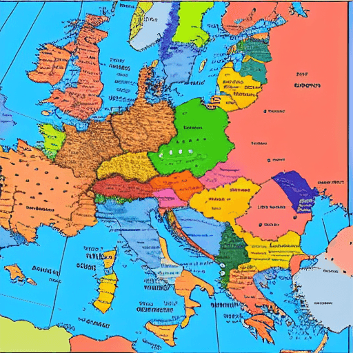 AI generated: Map of Europe, extremely detailed