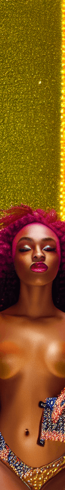 AI generated: a commercial photographic portrait of young black instagram model, sparklecore, appropriation artist...