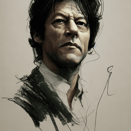 AI generated: portrait of Imran Khan politician, pen and ink, intricate line drawings, hint of green by craig mull...