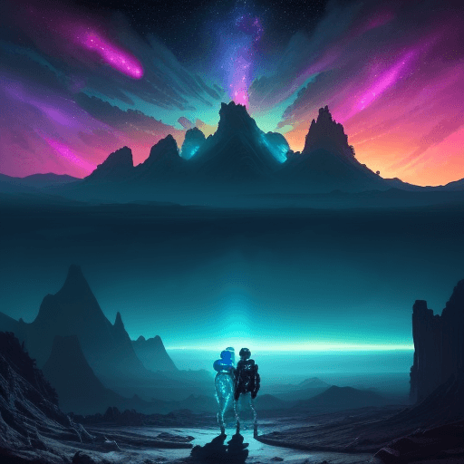 AI generated: extrem fantastic view over an alien landscape on anaother planet ,far away in a distant galaxy,very ...