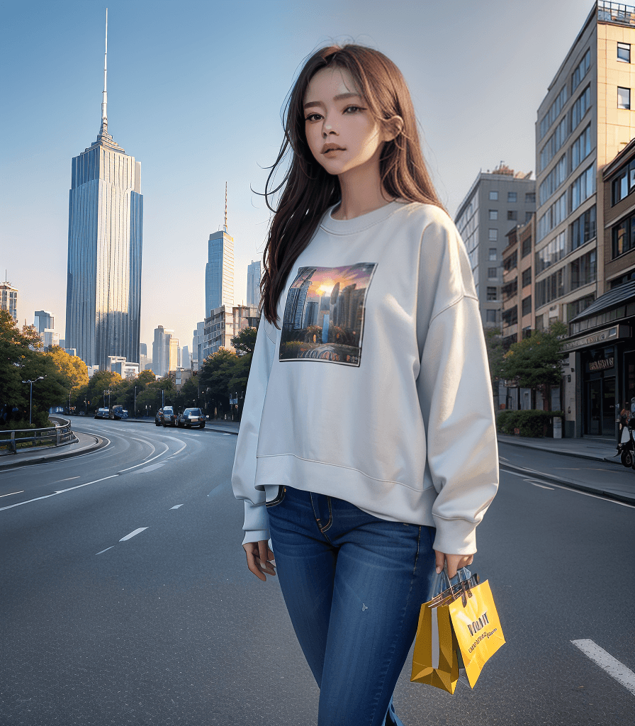AI generated: ((masterpiece)), (best quality:1.4), detailed image, intricately detailed, 64k, 1girl, sweatshirt, o...