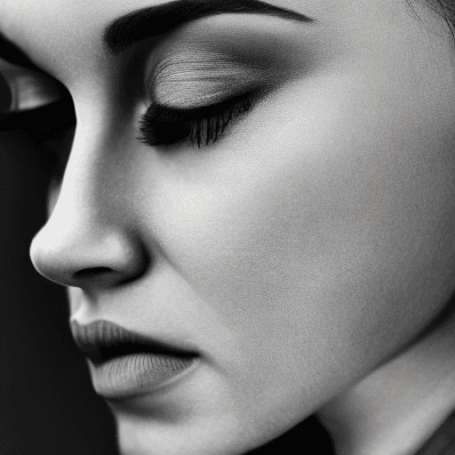 AI generated: high resolution photography, monochrome, evoking the starkness of classic noir with an intimate, psy...