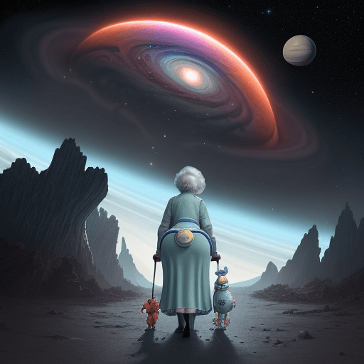 AI generated: Embark on an interstellar adventure with Grandma Edna, a spirited senior citizen, as she explores th...