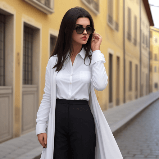 AI generated: Mettigli una camicia bianca e una cravatta nera