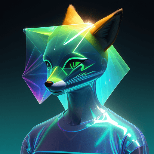 AI generated: 
3D cartoon Fox Head with Human Body, Wearing Iridescent Holographic Liquid Texture & Translucent Ma...
