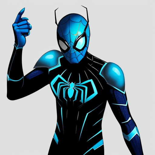 AI generated: blue beetle with spider-man colours