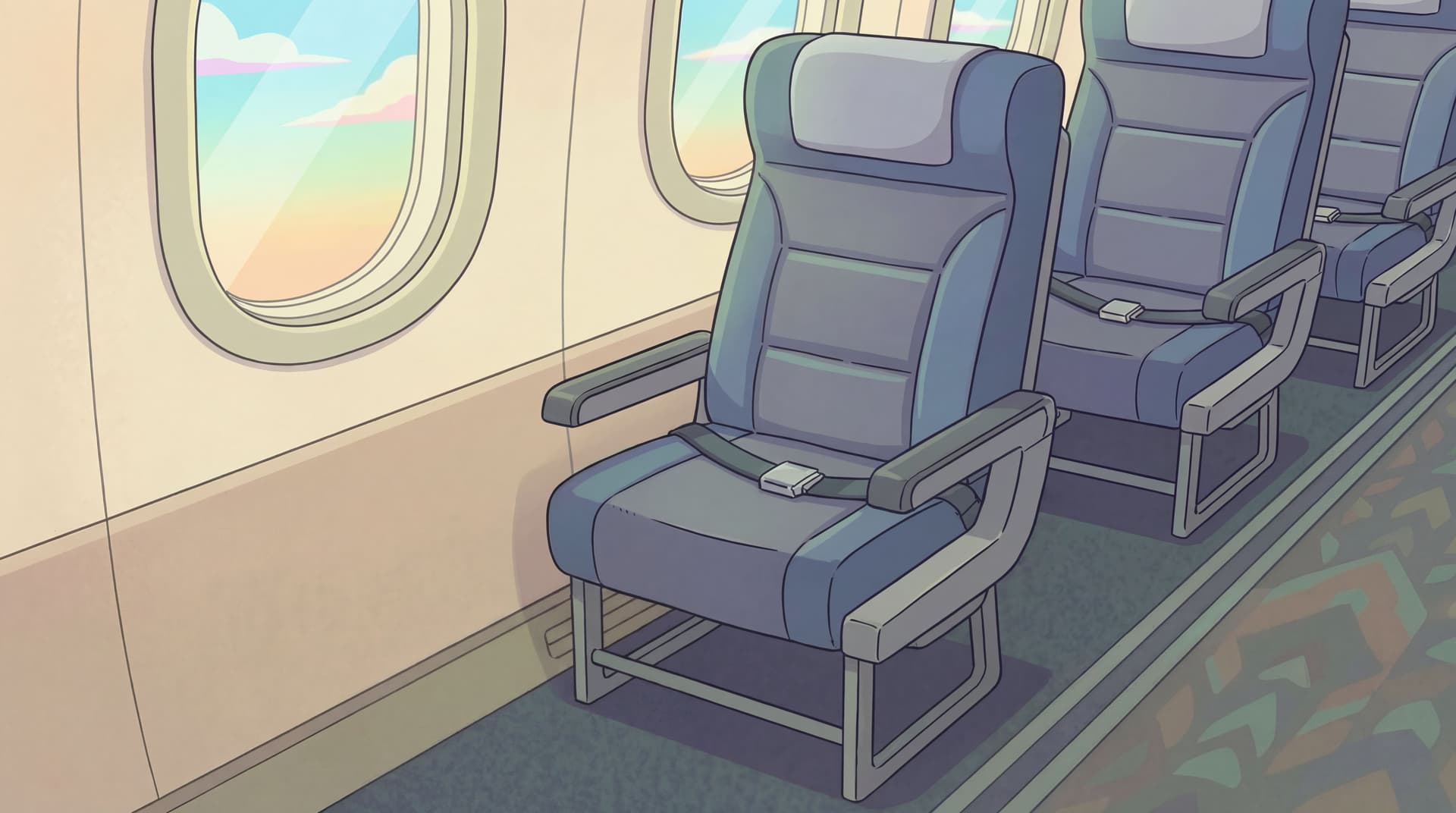 AI generated: show close up of the airplane window and seat. add an additional seat