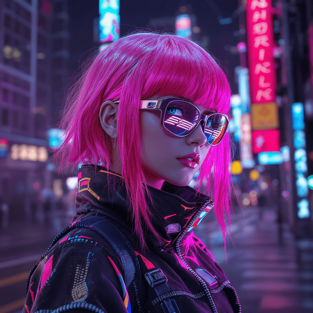 AI generated: cyber punk girl + vibrant + high tech + 8k + octane render —s 20000 —q 5  --s 5000