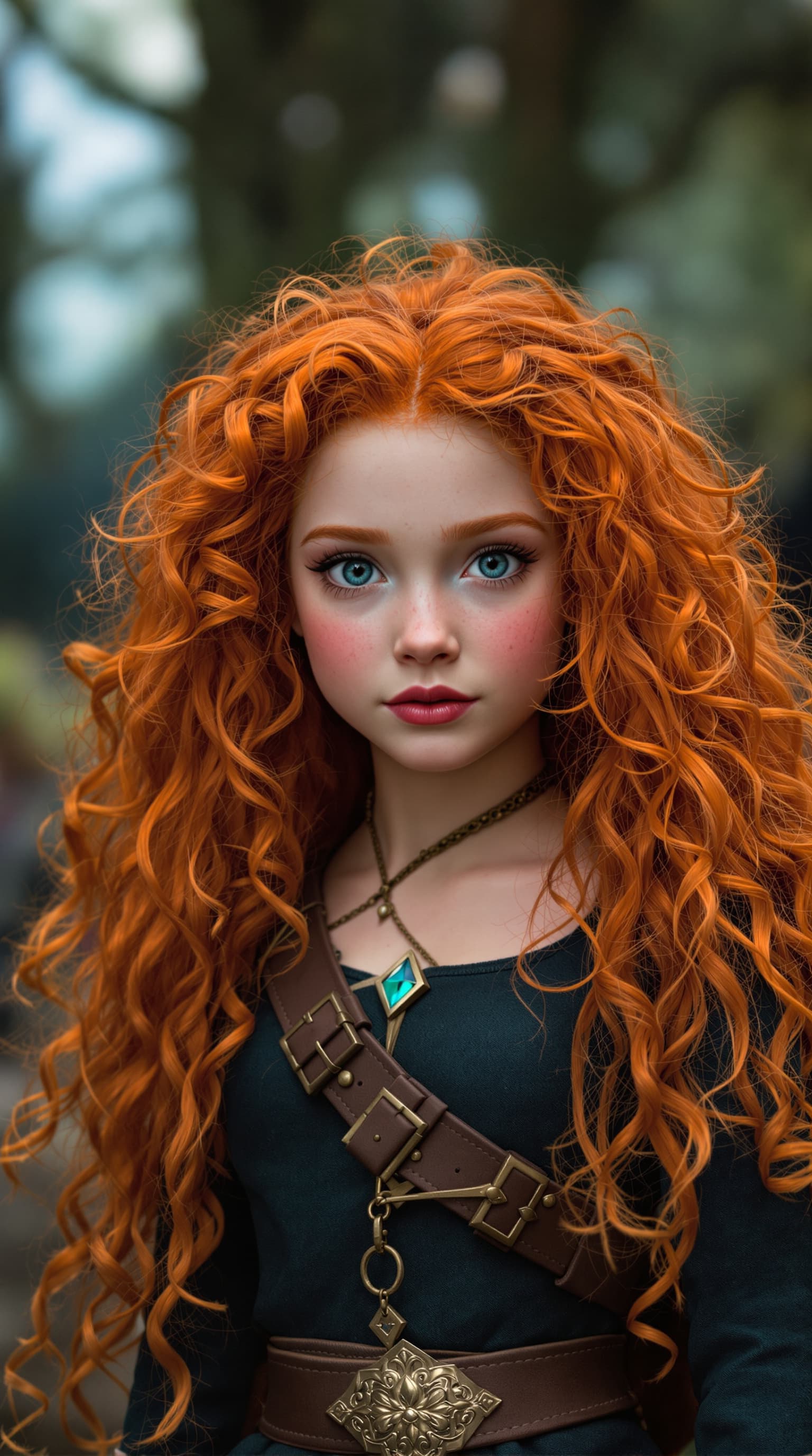 AI generated: A hyper-realistic depiction of eleven year old cosplayer as Merida, from Brave
















