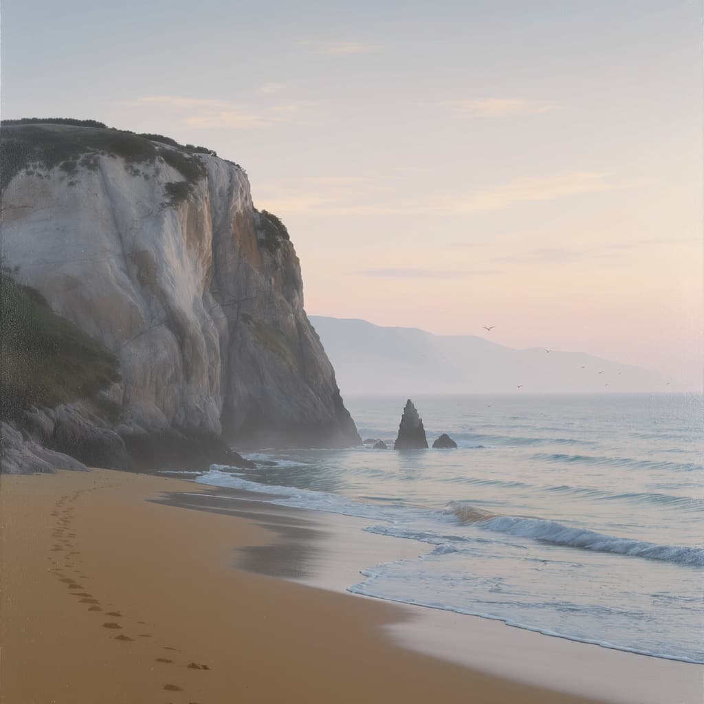 AI generated: Create a pastoral landscape artwork that looks like something a human would make. Make it a painting...