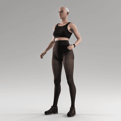 AI generated: a human with white background,  no background, bald hair, black tights, full body, hyper realism, hi...