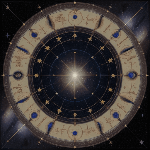 AI generated: astrologer charts, photorealism, masterpiece, starry background, magic