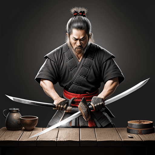 AI generated: blacksmith ,hammer, create samurai sword