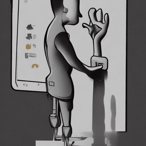 AI generated: character, seen in profile, only the outlines can be seen, standing, right leg, straight trunk, arms...