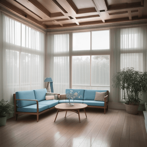 AI generated: High resolution photography interior design, dreamy sunken living room conversation pit, wooden floo...