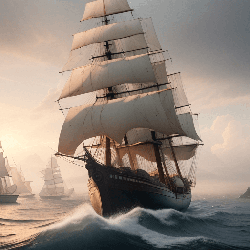 AI generated: Photo of a ultra realistic sailing ship, dramatic light, pale sunrise, cinematic lighting, battered,...