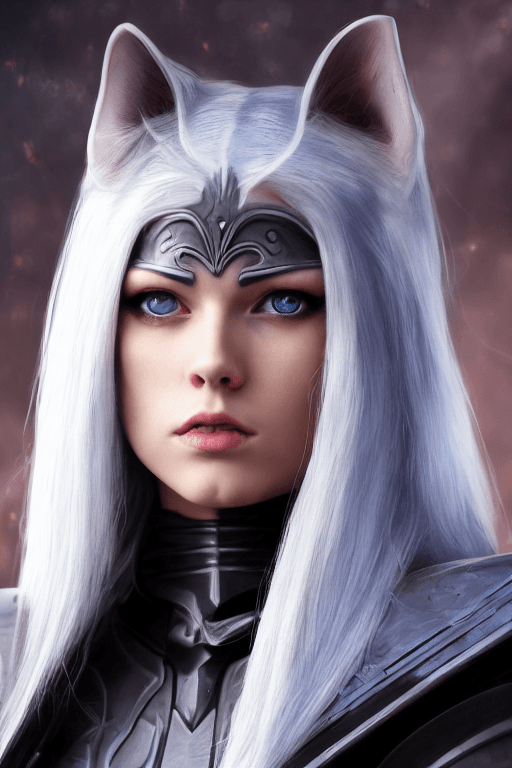 AI generated: very pretty, 18yo female Sith lord from STAR WARS, white hair, cat ears, large blue eyes,beautiful f...