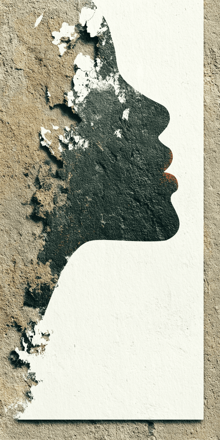 AI generated: vintage distressed poster style, pencil sketch of a woman on beige paper, vintage look, white border...