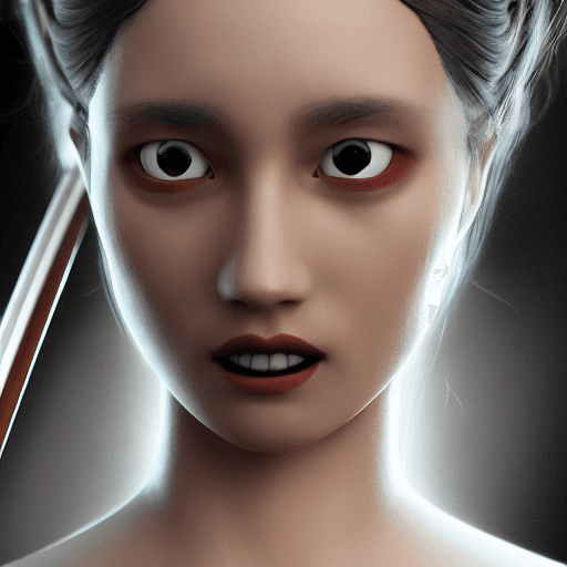 AI generated: Girl with katana close-up portrait cinematic, hyper realism, high detail, octane render, 8k