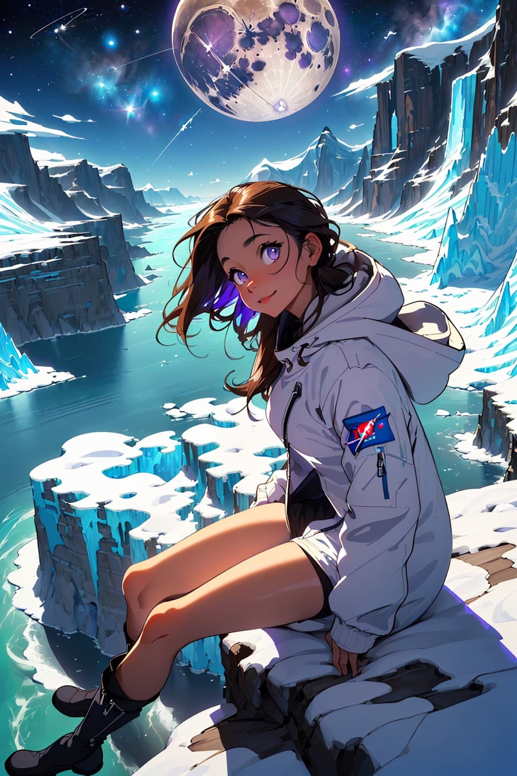 AI generated: (masterpiece), best quality, ((gorgeous young brunette with tanned skin in a sam yang style sitting ...