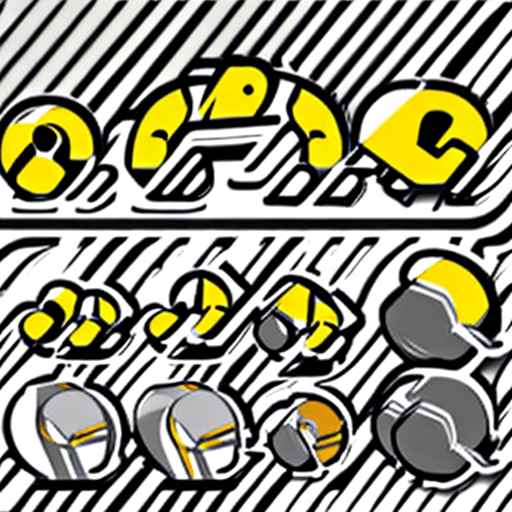 AI generated: gym logo app, black white and yellow, dumbbell, flat design and clean style, emblem, sticker, graphi...