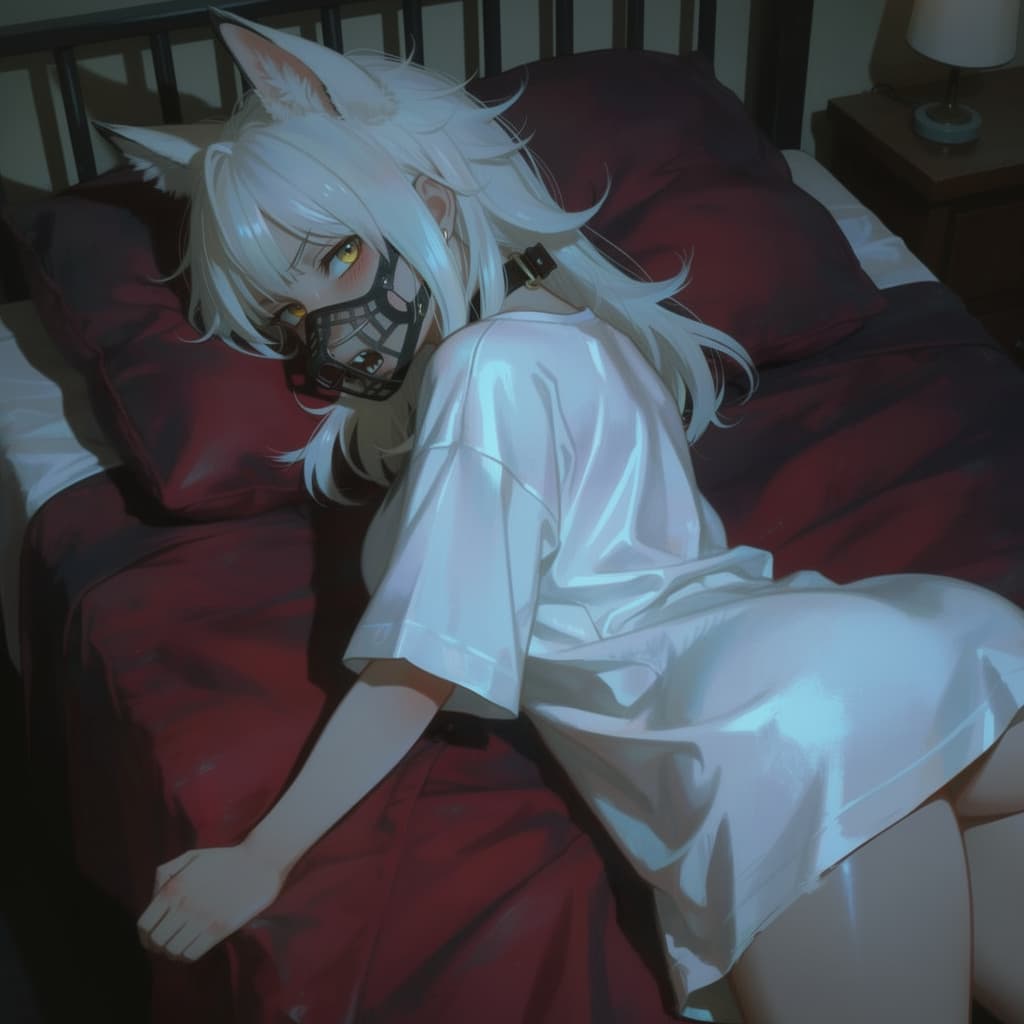 AI generated: 1 wolfgirl, wolfgirl, white hair, long hair, messy hair, yellow eyes, sharp eyes, sharp teeth, irrit...