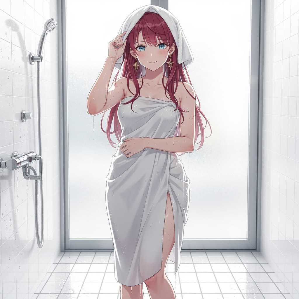 AI generated: The image is a vertical,high-quality semi-realistic (2.5D) anime illustration of a young woman stand...
