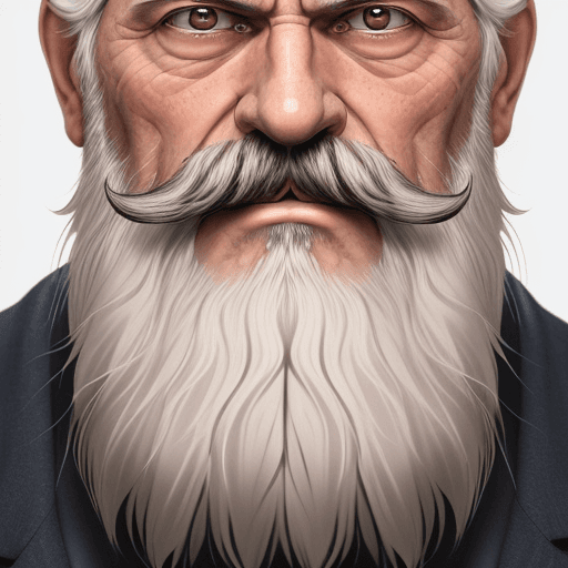 AI generated: The image features an older man, a long white beard and mustache,  He has a stern expression, giving...