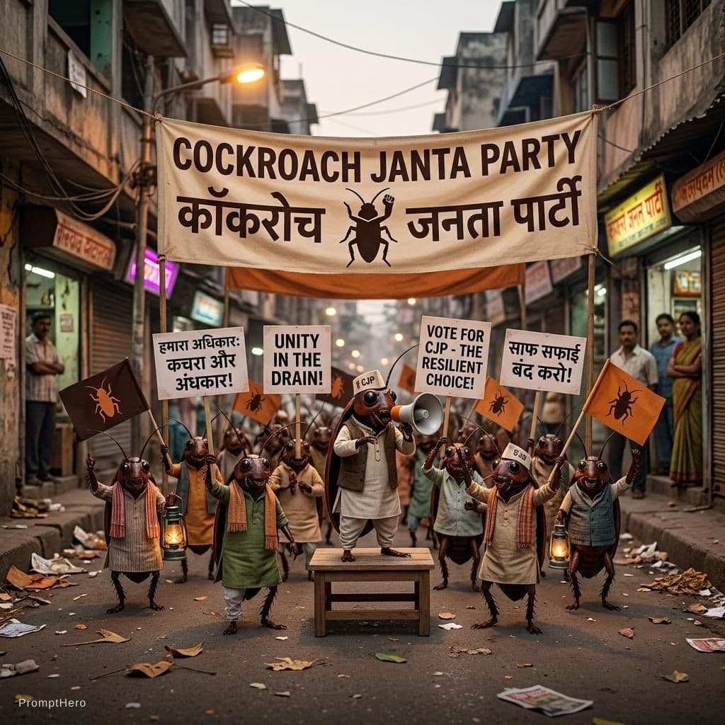 AI generated: Cockroach janta party