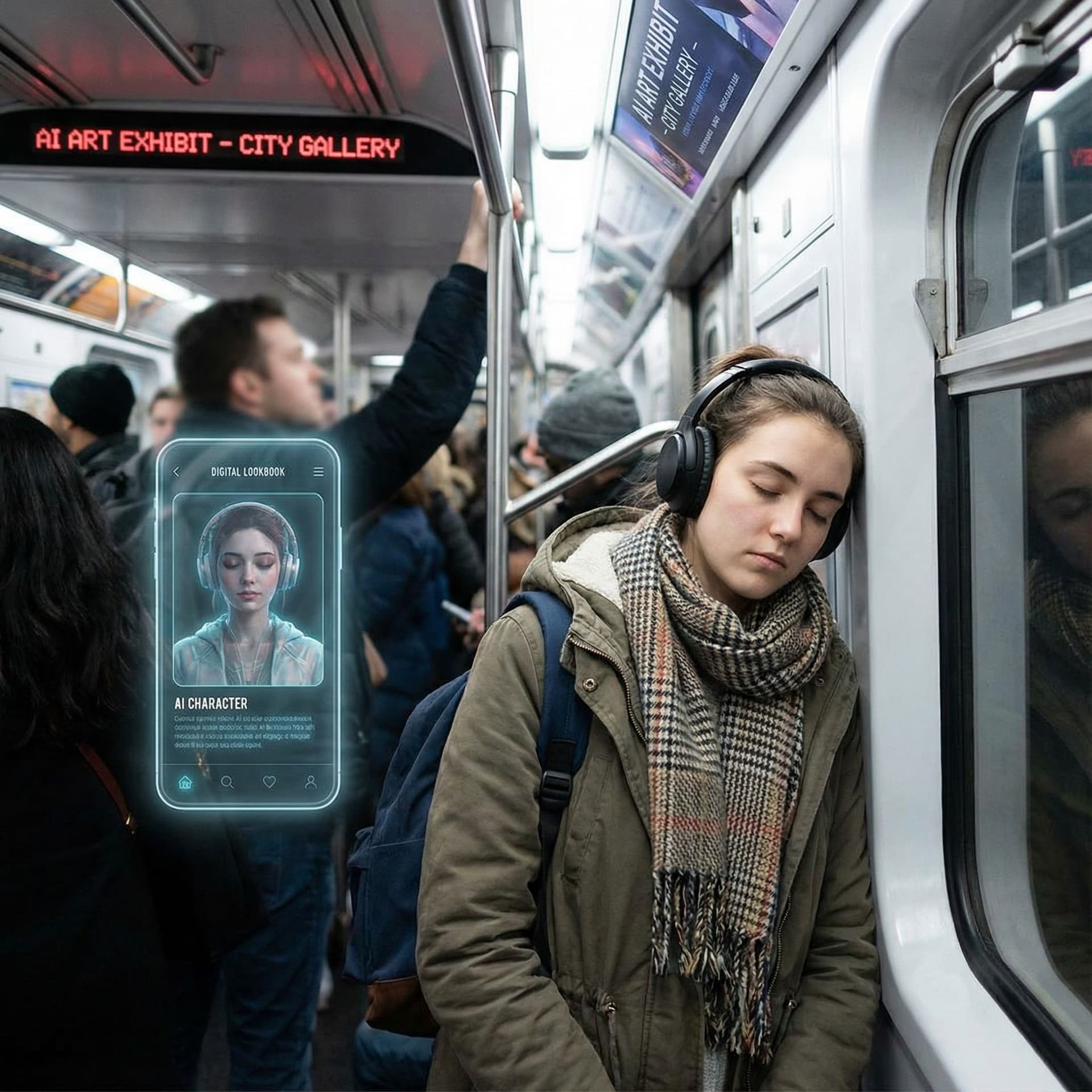 AI generated: subway, asleep, ai lookbook, ai girlfriend, ai character, ai beautry, ai girl, air art, ai lady, ai ...