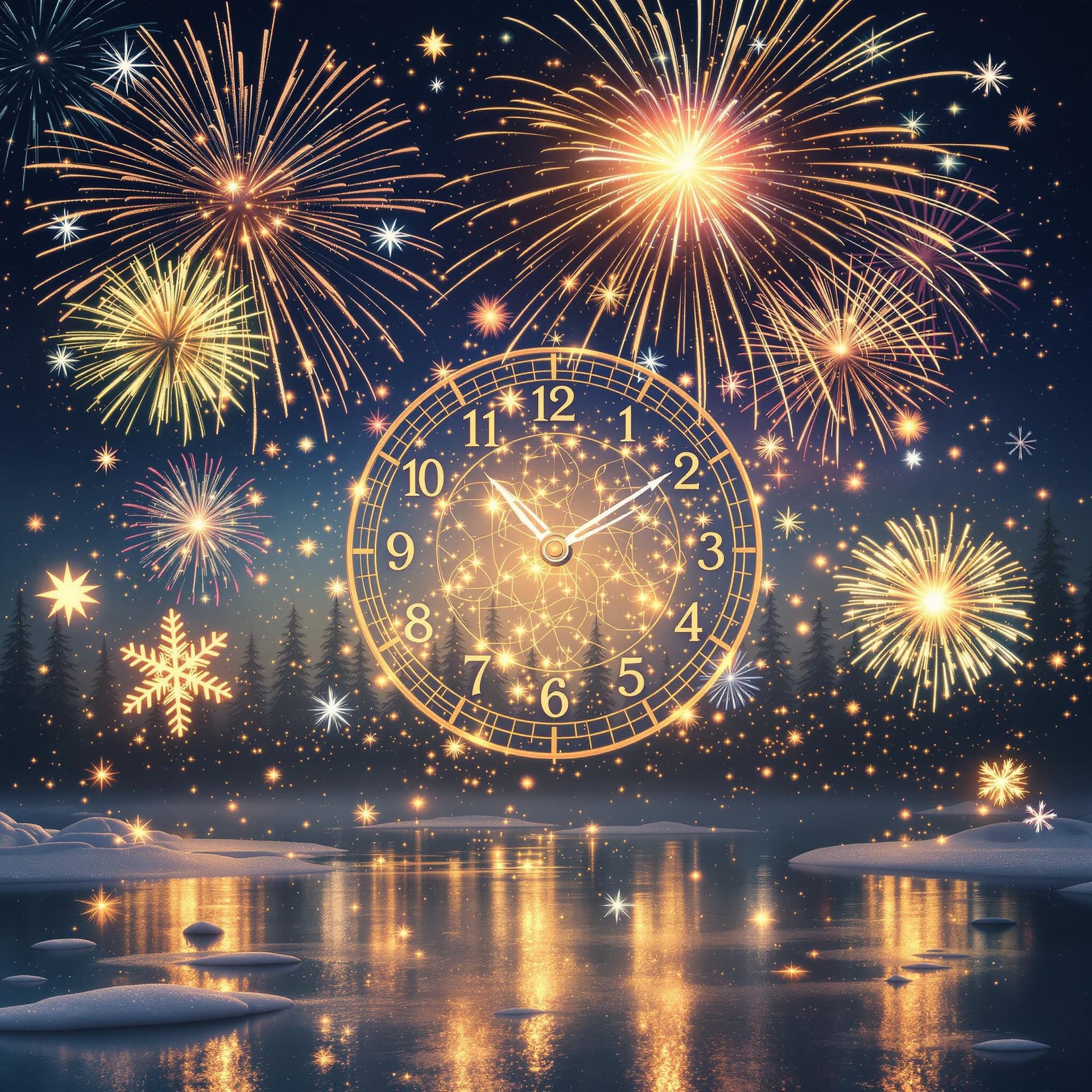 AI generated: Time goes in a circle, starting with the new year, a festive mood