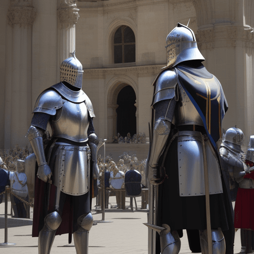 AI generated: knights watching over public